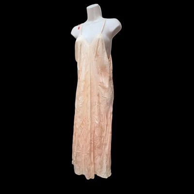 1930’s Cream Orangle Bias Cut Slip Dress Nightgown Floral Embossed Vintage READ - Image 1 of 4