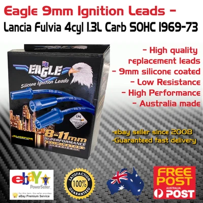 Eagle 9mm Ignition Spark Plug Leads Fits 4cyl Lancia Fulvia 1.3L Carb 1969-73 - Image 1 of 4