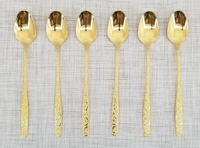 Americana Golden Heritage ~ Golden Scrool Lote de 6 cucharas de té helado 7,5" Foto 1 de 3