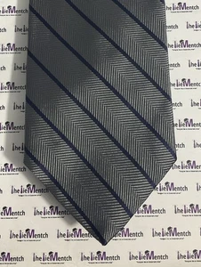 Corbata BROOKS BROTHER Gris Seda Espiga Con Diseño Rayas Azul Marino TOTALMENTE NUEVA - Imagen 1 de 3