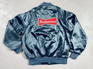 Vintage Budweiser Jacket Mens 2XL Dark Green Satin Bomber WestArk Made USA 90s - Picture 1 of 15