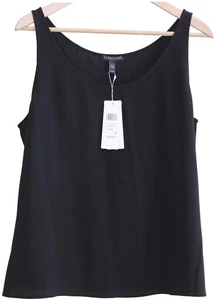 Eileen Fisher Neu mit Etikett Seide Georgette Krepp Tanktop System schwarz $ 188 EGC1-U4031 P/L - Bild 1 von 10
