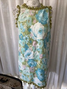 Toalla de rizo corta de colección años 60 floral caftán encubrimiento bata flecos envolventes - Imagen 1 de 9