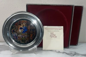 1985 US Historical Society Pewter/Stained Glass Plate- Good Tidings of Great Joy - Picture 1 of 6