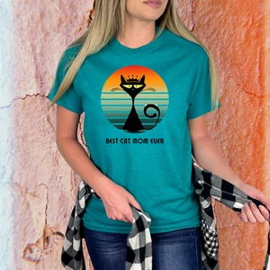 Vintage Retro Cat Mom Tee - Best Cat Mom Ever T-shirt - Gift for Cat Lovers - Picture 1 of 31
