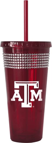 NCAA Texas A&M Aggies Bling Straw Tumbler, 22-Ounce Cover