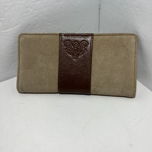 Antigua cartera Sam Club a cuadros con cubierta de cuero gamuza en relieve - Imagen 1 de 6