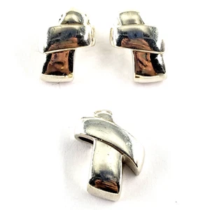 BAYANIHAN Signed Vintage Sterling Silver Jewelry Set Pendant Earrings Modernist - Picture 1 of 6
