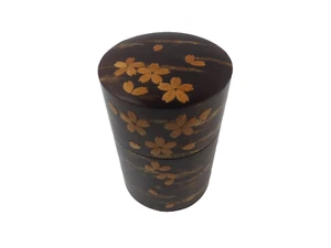 Japón Kakunodate Denshiro bote de té de cuero (longitud media) con flores - Imagen 1 de 8