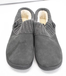 Clarks Cozy Knit Sweater Cuff Gray Suede Clogs Slippers Womens Size 11 - Picture 1 of 10