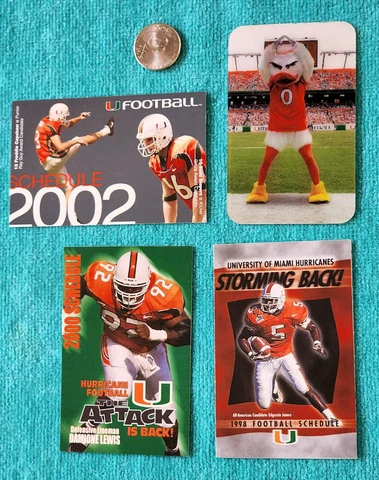 4 - UNIVERSITY of MIAMI - FOOTBALL - SEASON SCHEDULE POCKET GUIDES - CANES  NCAA Cover