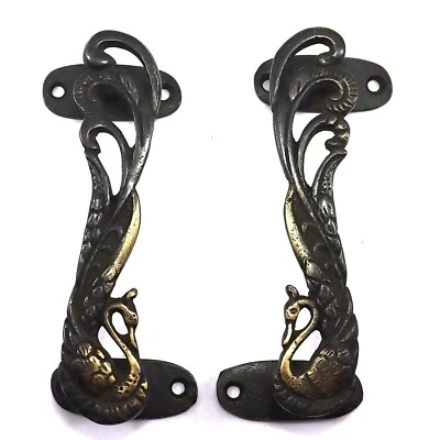 Manija de puerta de latón hecha a mano estilo victoriano con forma de pavo real decoración de oficina en el hogar Foto 1 de 4