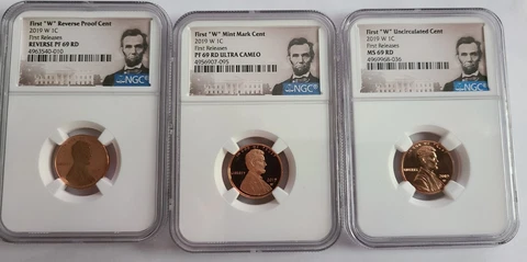 2019-W Lincoln 3 Coin Set Lincoln Portrait Label First Release NGC69RD Cover