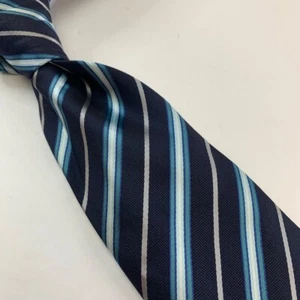 Bergamo New York Herren Krawatte blau weiß gestreift weit extra lang - Bild 1 von 6