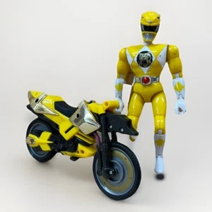 Vintage 90s Mighty Morphin Power Rangers 8" Yellow Ranger Figure 1993 W/ Bike - Picture 1 of 7