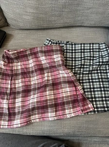 Art Class Girls/ Juniors Plaid Skirt Lot Of Two Size 10/12 Pink And Blue/Teal - Picture 1 of 5