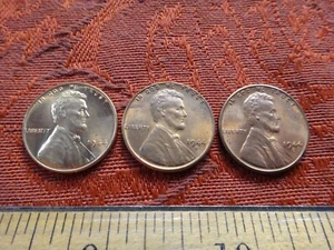1944 P, D & S High Grade Lincoln Copper Penny Cent 1c Lot of 3 - Free S&H USA - Picture 1 of 8