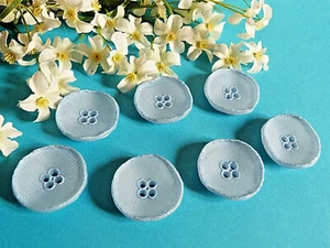 489B Superb Petal Buttons Type Vautrin Light Blue Lot Of 7 Buttons - Picture 1 of 4