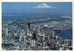 Postal de Seattle Washington Continental Birdseye View Mt. Paisaje urbano Ranier - Imagen 1 de 2