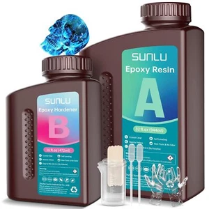 SUNLU Epoxy Resin Kit 48OZ (32OZ+16OZ), 3D Drucker Resin Transparent 900g+450g - Afbeelding 1 van 9