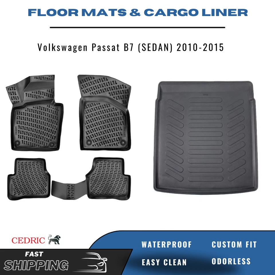 Juego completo de alfombrillas de carga para Volkswagen Passat B7 sedán 2010-2015 3D Foto 1 de 4