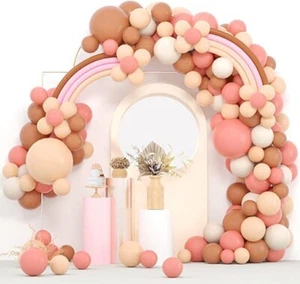 124pcs Retro Pink Rainbow Balloon Garland Arch Kit Birthday Wedding Party Decor - Picture 1 of 5