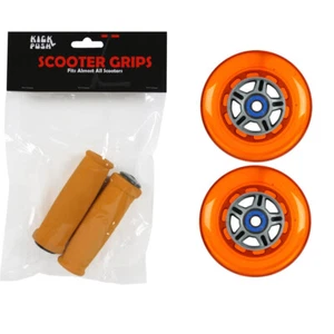 ORANGE Replacement Razor Scooter WHEELS, ABEC 7 BEARINGS, ORANGE GRIPS - Picture 1 of 2