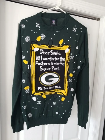 NFL Team Apparel Green Bay Packers Christmas Sweater With LED Lights Size Small Cover