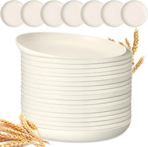 15 Pcs 10 Inch Wheat Straw Plates Set Lightweight Unbreakable Deep Dinner Plates - Picture 1 of 12