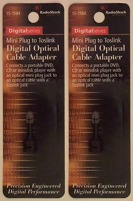 Toslink Male Mini Plug to Female Jack Fiber Optic Adapter ~Lot of 2~ RadioShack - Image 1 of 2