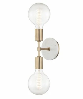 Aplique de pared Mitzi Chloe H110102-AGB latón envejecido/mármol 2 luces 5" W Foto 1 de 4