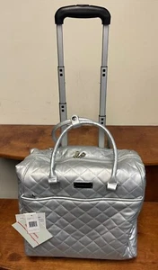 NEW SAMANTHA BROWN QUILTED UNDERSEAT WHEELED BAG 15"CARRYON SILVER - Picture 1 of 5