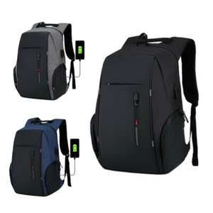 Men's Backpack 17" Waterproof Laptop School Bag Anti-theft USB Travel Rucksack - Picture 1 of 42