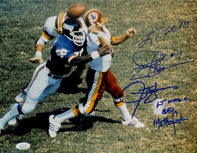 Lawrence Taylor & Joe Theismann Signed 11x14 Photo LT Got Me & Bad MFer JSA COA - Image 1 of 4