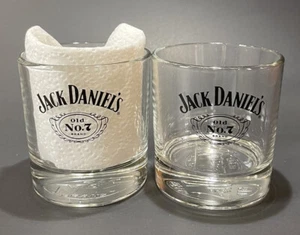 2 Jack Daniels Old No. 7 Brand Embossed Bottom Lowball Rocks Whiskey Glasses - Picture 1 of 5