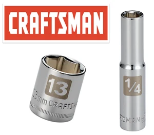 Craftsman Easy Read Socket 1/4" Drive Shallow or Deep Metric or Inch Choose Size - Picture 1 of 66