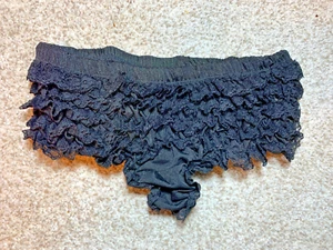 Low Rise Leg Avenue Lace Ruffle Rhumba Panties - Black - One Size - 28 - 34 - Picture 1 of 3