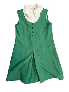 Vtg 1970s Girl Scout Uniform Dress Shirt Size 6 Green Retro Costume - Picture 1 of 3