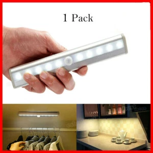 10 LED Motion Sensor Closet Light Wireless Night Cabinet Lamp Battery Powered - Picture 1 of 9