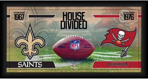New Orleans Saints vs Tampa Bay Buccaneers Frmd 10" x 20" House Divided Collage Cover