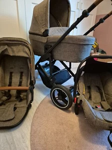 Kinderwagen von ABC mit Zubehörteilen in Braun sehr gut erhalten - Bild 1 von 10