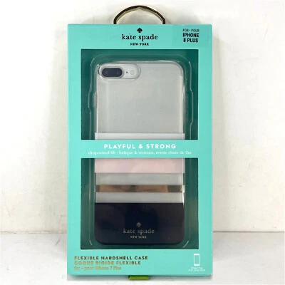 Kate Spade iPhone 7 Plus iPhone 8 Plus Charlotte Stripe Pink Clear Flexible Case - Image 1 of 4