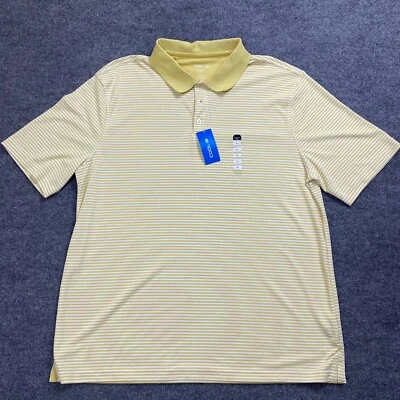 Haggar Cool 18 Men's XL Golf Polo Shirt Yellow Striped 740 - Image 1 of 4