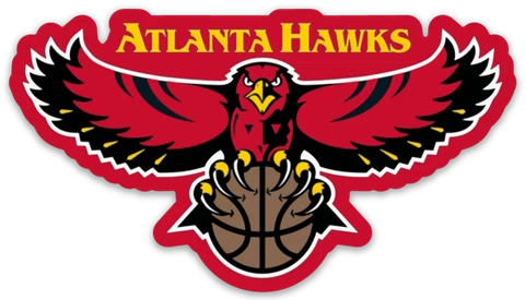 Atlanta Hawks Hawk Mascot w/ Basketball & Name monogram Logo Type Die-cut MAGNET Cover