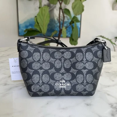 NWT Coach Zip Top Crossbody Bag In Metallic Signature Canvas CW338 Gunmetal - Image 1 of 4