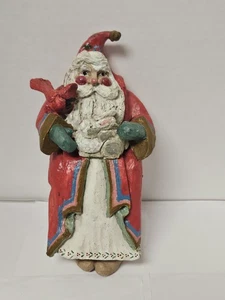1992 House of Hatten Santa Shelf Sitter Cardinal Rabbit Christmas Carved Figure - Picture 1 of 7