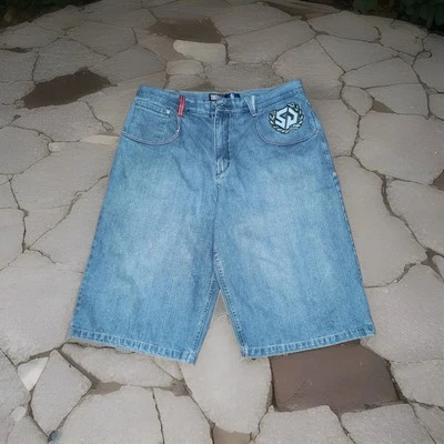 Southpole Classic Shorts Men 38 Blue Jean VTG Baggy Jorts Y2K Rap JNCO Style  - Image 1 of 4