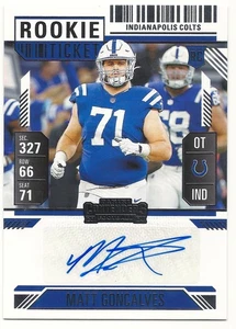 Boleto de novato Panini Contenders 2024 automático Matt Goncalves Indianapolis Colts - Imagen 1 de 2