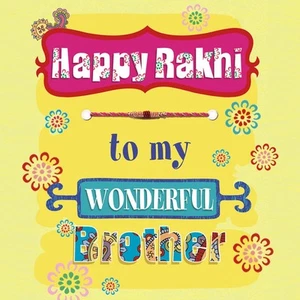 Feliz Rakhi Maravilloso Hermano Raksha Bandhan Tarjeta de Felicitación con Pulsera de Hilo - Imagen 1 de 1