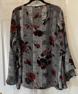 Blusa Top Mujer ZAC & RACHEL Manga Larga Acampanada Estampado Floral Mixto XL - Imagen 1 de 7